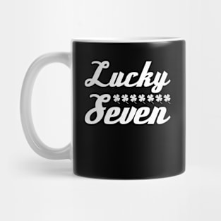 Lucky Seven White Four Leaf Clover Design Mug